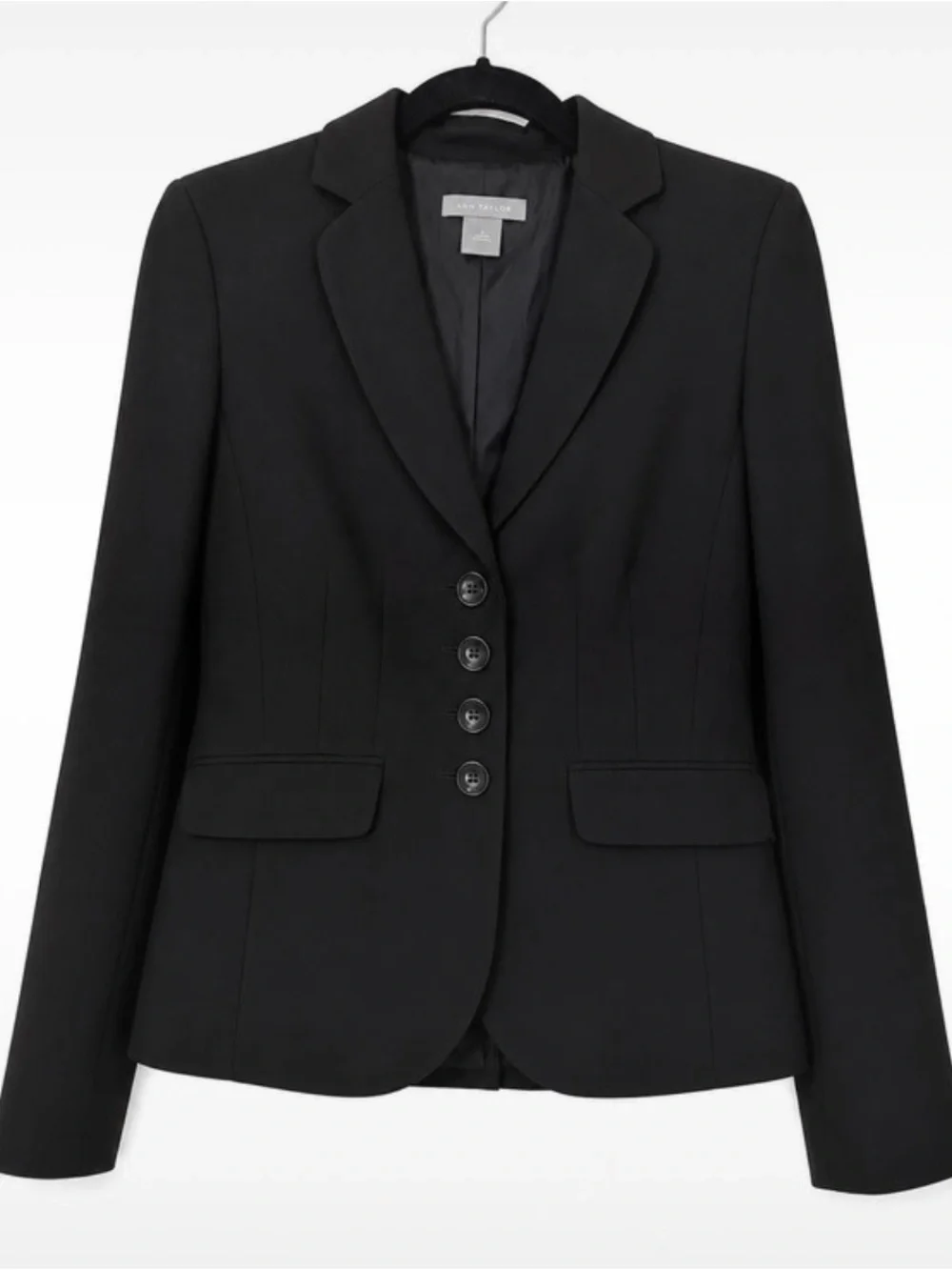 Ann Taylor Black Structured Four-Button Blazer